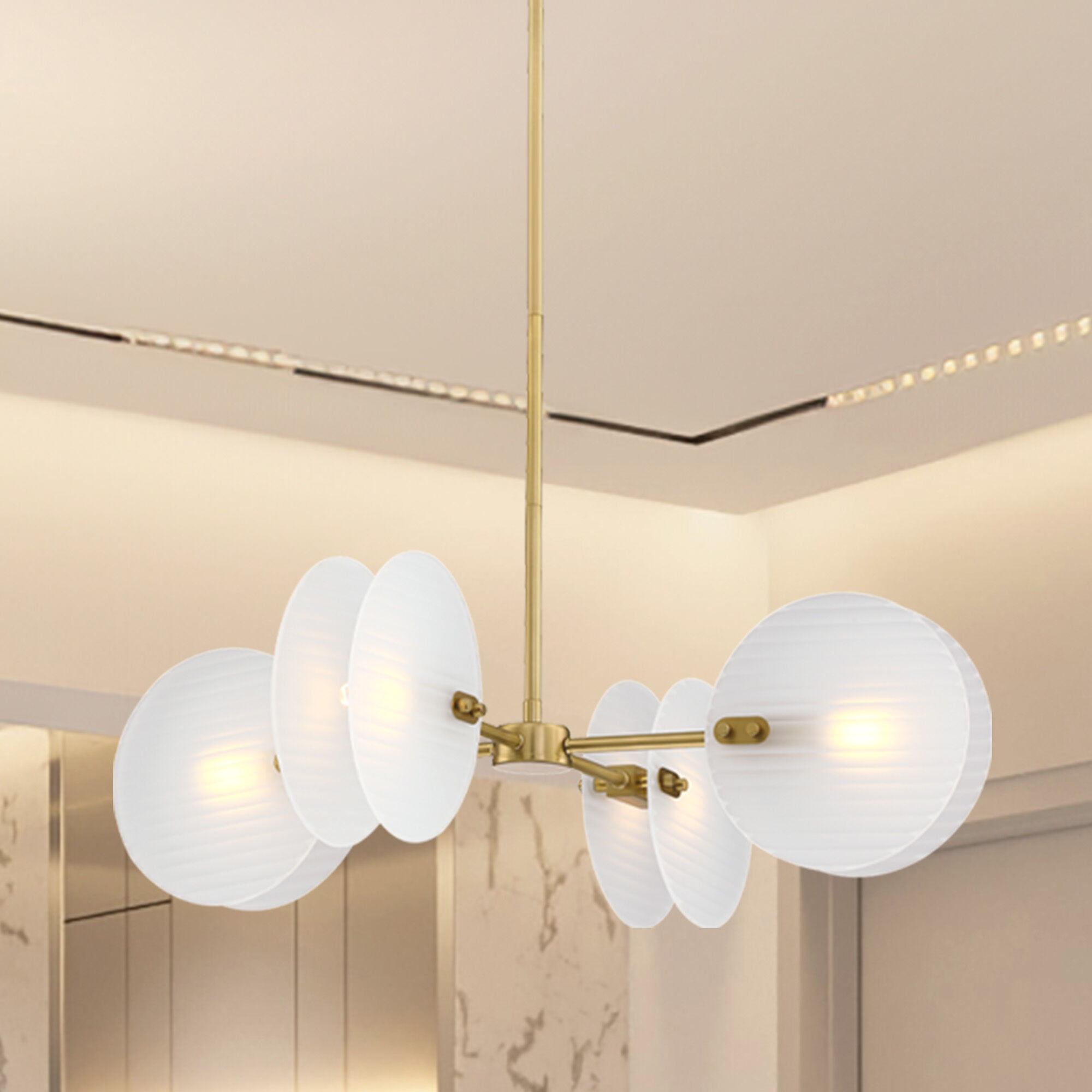 Sky Fall 4 Light 28 inch Brushed Gold Chandelier Ceiling Light